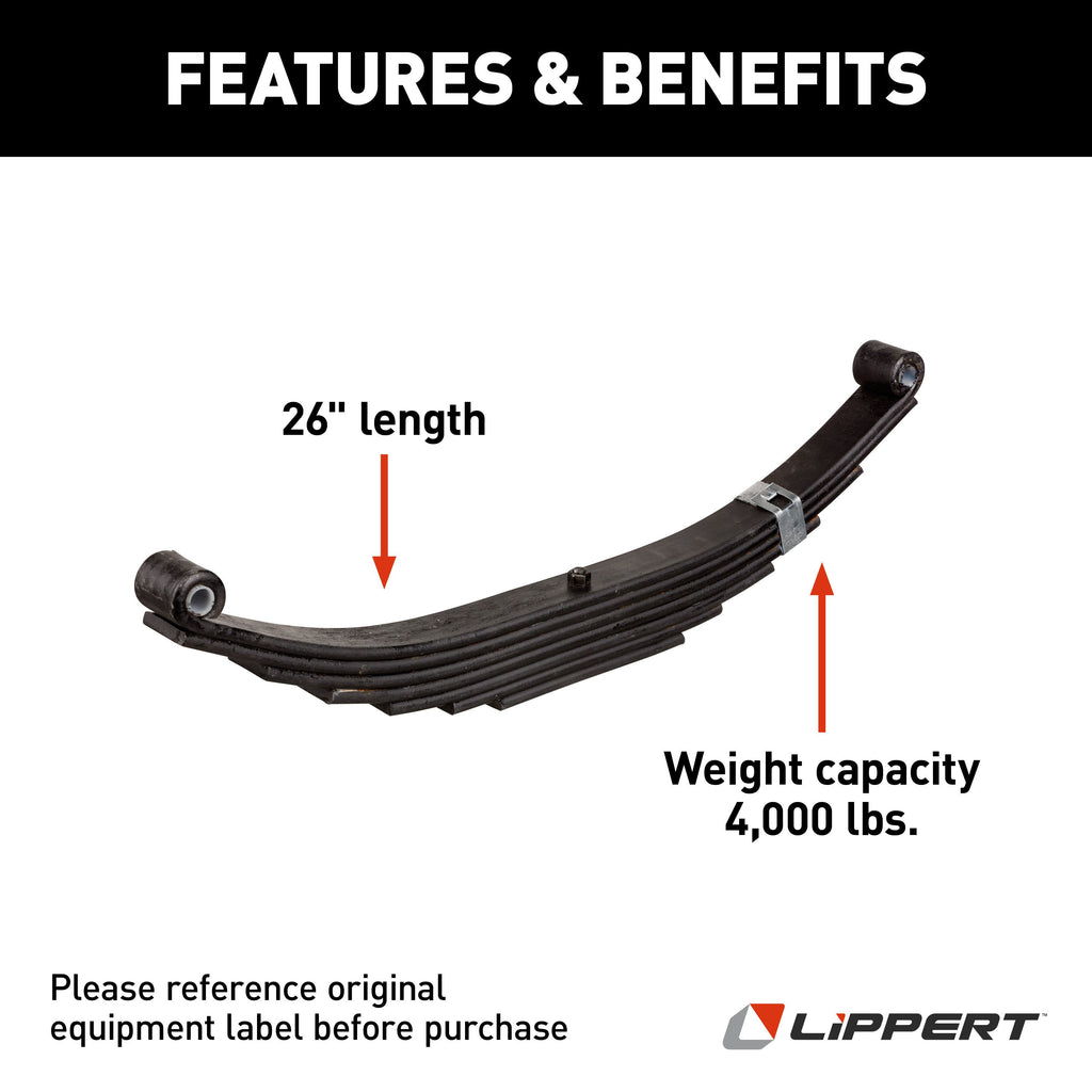 CURT 2021095282 Trailer Double-Eye Leaf Spring, 4,000-lb. Capacity, 7-Leaf