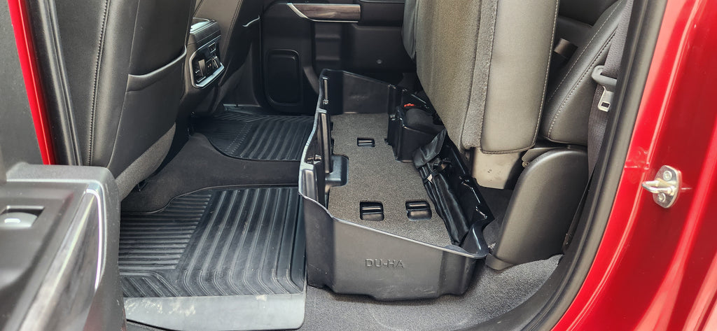 DU-HA 10400 DÜHA 10400 Under Seat Storage / Gun Case - Black for Select Chevrolet Silverado 1500, Chevrolet Silverado HD, Chevrolet Silverado HD, GMC Sierra, GMC Sierra 1500, GMC Sierra HD, GMC Sierra HD