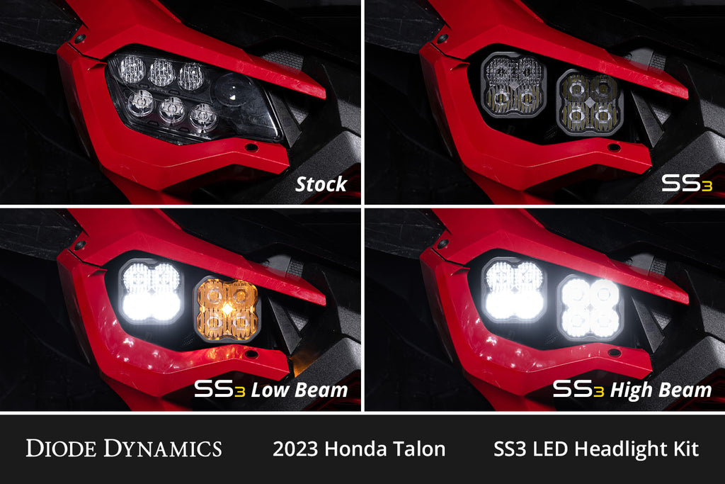 Diode Dynamics DD7897 Full LED SS3 pod headlights for 2022-2024 Honda Talon. for Select Honda SXS10S2R Talon 1000R, Honda SXS10S2R Talon 1000RS, Honda SXS10S2RD Talon 1000R FOX Live Valve, Honda SXS10S2X Talon 1000X, Honda SXS10S2XD Talon 1000X FOX Live
