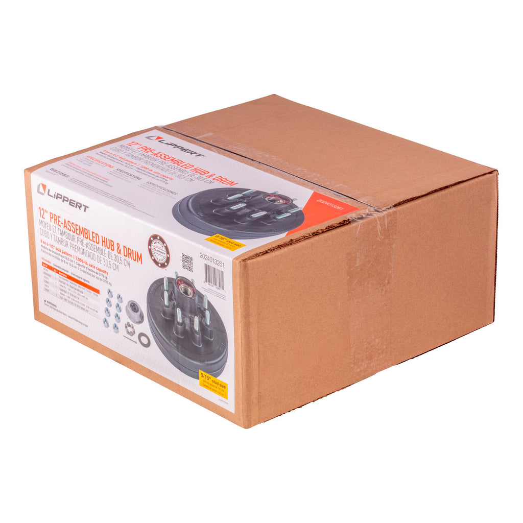 CURT 2024013261 12" Brake Hub Complete Kit with Installed Bearings, 7,000-lb. Axles