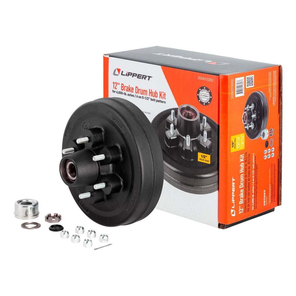 CURT 2024013262 12" Brake Hub Complete Kit with Installed Bearings, 6,000-lb. Axles