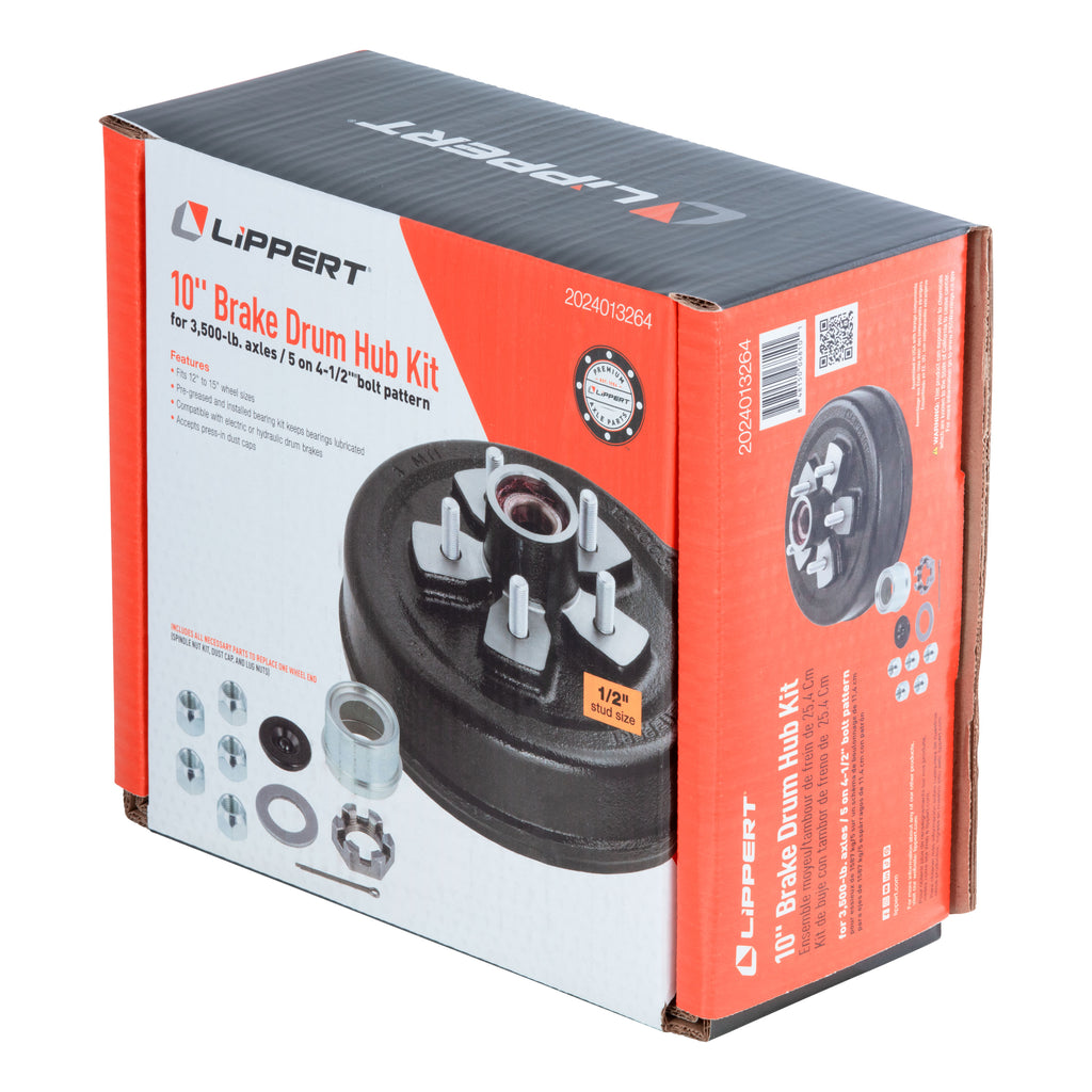 CURT 2024013264 10" Brake Hub Complete Kit with Installed Bearings, 3,500-lb. Axles