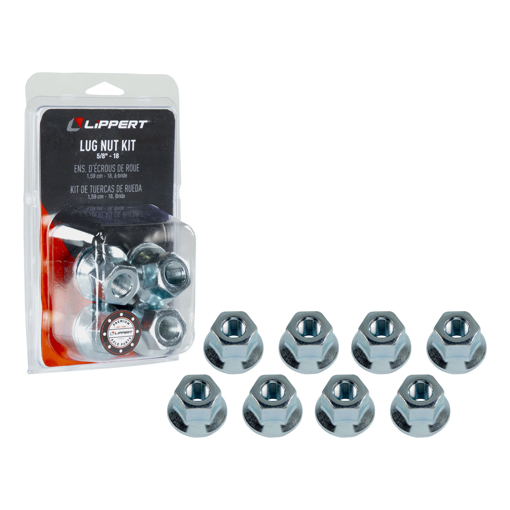 CURT 2024039634 Trailer Axle Hex Flange Lug Nut, 5/8"-18 Thread Size, 8 Pack