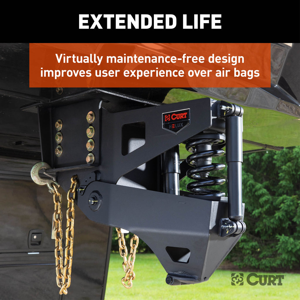 CURT 2024044576 Helux Coil-Spring Gooseneck Pin Box, 3,200 lbs. Pin Weight, 20,000 lbs. Capacity
