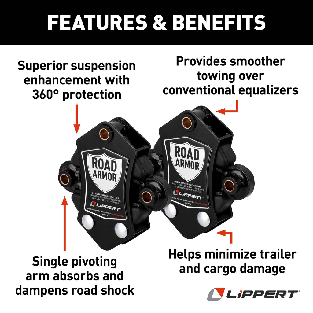 CURT 2024115689 Road Armor™ Shock-Absorbing Trailer Equalizer Tandem Axle Kit, 3,500-8,000-lb.