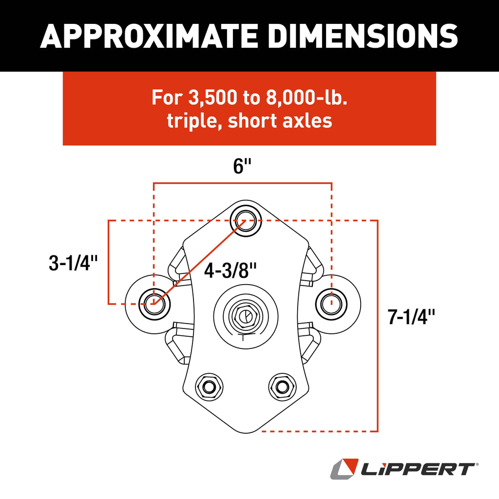 CURT 2024115697 Road Armor Shock-Absorbing Trailer Equalizer Short Triple Axle, 3,500-8,000-lb.