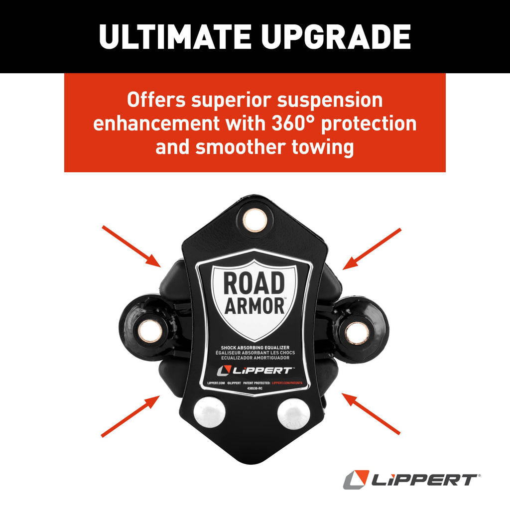 CURT 2024115710 Road Armor Shock-Absorbing Trailer Equalizer Long Triple Axle, 3,500-8,000-lb