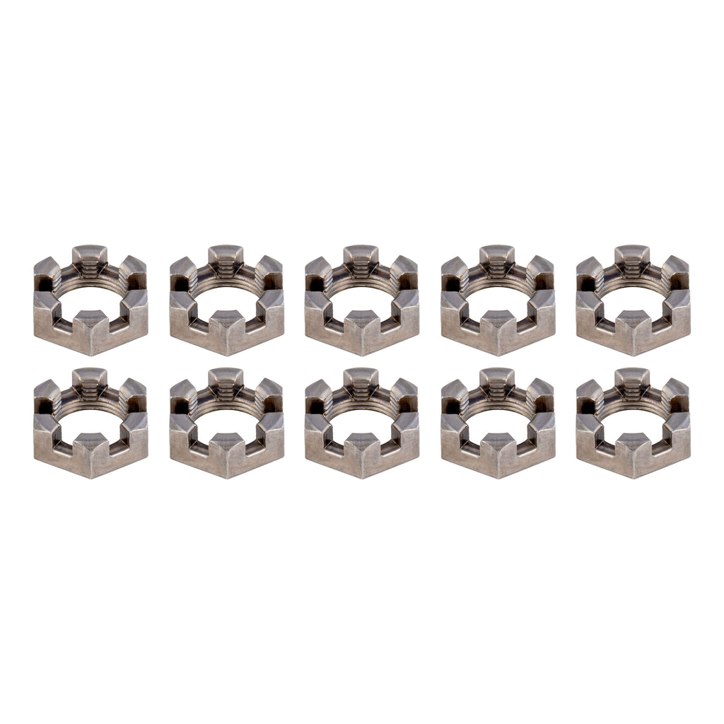 CURT 2025027769 6-Slot Castle Spindle Nut, 3,500-8,000-lb. Axles, 1"-14 Thread Size, 10 Pack