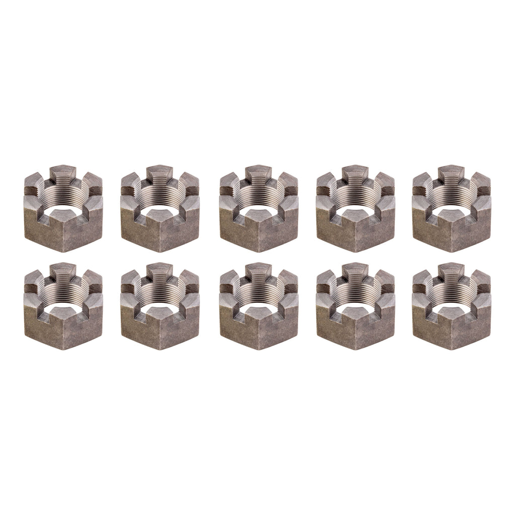 CURT 2025027771 6-Slot Castle Spindle Nut, 12,000-16,000-lb. Axles, 1-3/4"-12 Thread, 10 Pack