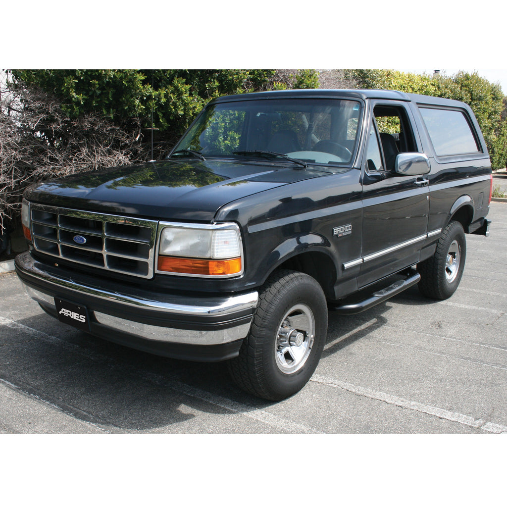 ARIES 203001 3" Round Black Steel Side Bars, Select Ford Bronco, F-150 for Select Ford F-150