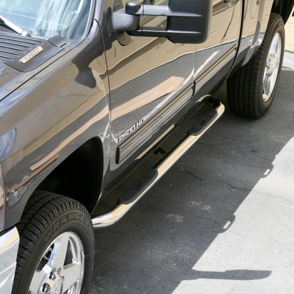 ARIES 204009-2 3" Round Polished Stainless Side Bars, Select Silverado, Sierra 1500, 2500, 3500 for Select Chevrolet Silverado 1500