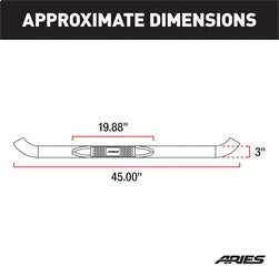 ARIES 204036 3in. Round Black Steel Side Bars; Select Chevrolet; GMC C; K - Truck Part Superstore