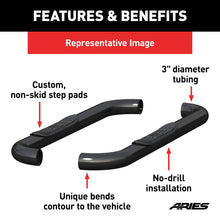 Load image into Gallery viewer, ARIES 204048 3" Round Black Steel Side Bars, Select Silverado, Sierra 1500, 2500, 3500 for Select Chevrolet Silverado 1500
