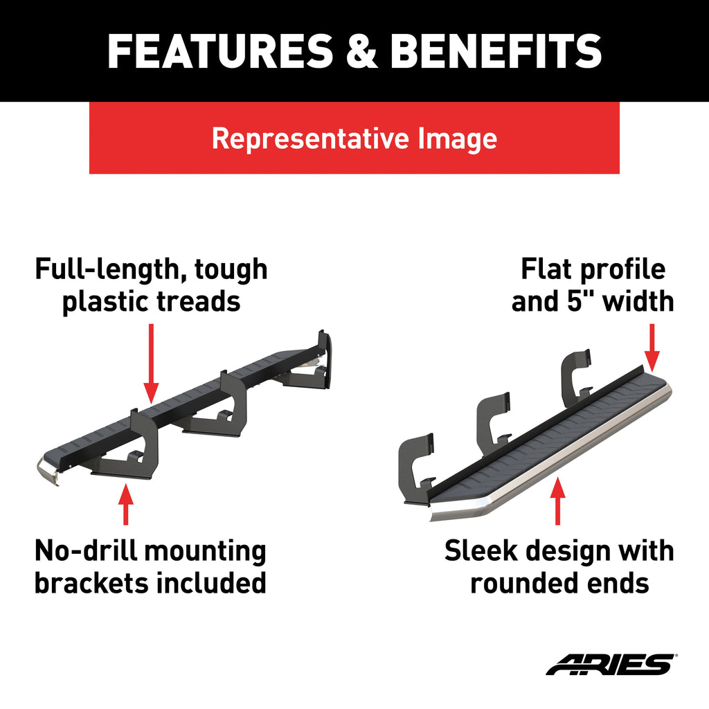 ARIES 2051003 AeroTread 5" x 76" Polished Stainless Running Boards, Select Ford Explorer for Select Ford Explorer