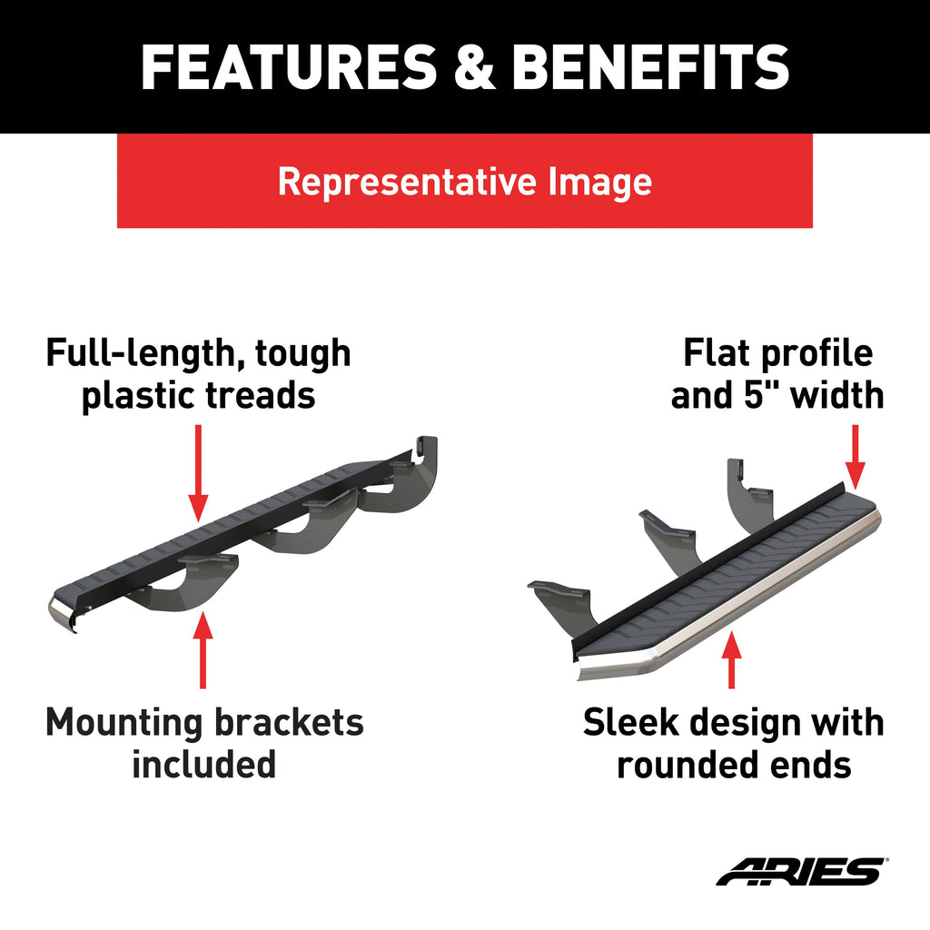 ARIES 2051037 AeroTread 5" x 70" Polished Stainless Running Boards, Select Nissan Rogue for Select Nissan Rogue