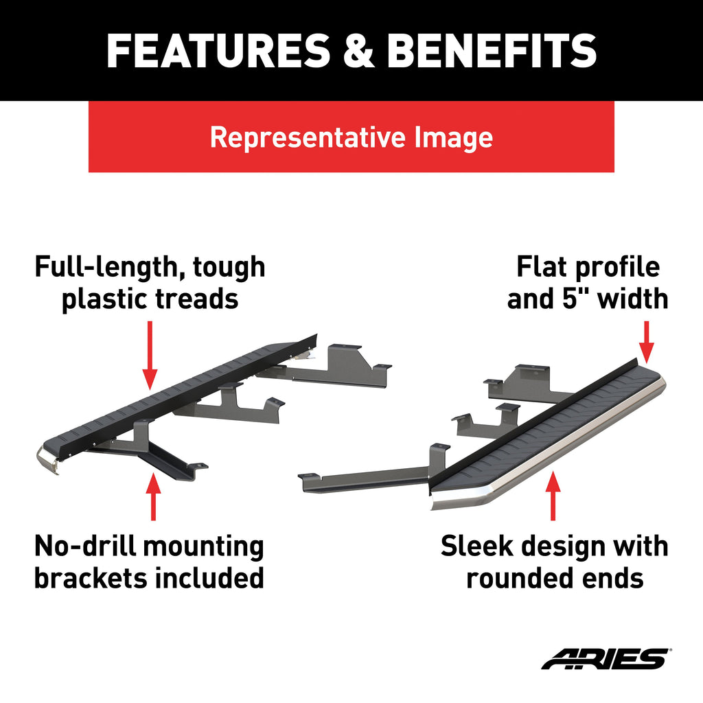 ARIES 2051040 AeroTread 5" x 73" Polished Stainless Running Boards, Select Ford Explorer for Select Ford Explorer