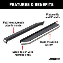 Load image into Gallery viewer, ARIES 2051870 AeroTread 5" x 70" Polished Stainless Running Boards (No Brackets) for Select Toyota Highlander