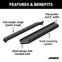 Load image into Gallery viewer, ARIES 2051970 AeroTread 5" x 70" Black Stainless Running Boards (No Brackets) for Select Toyota Highlander