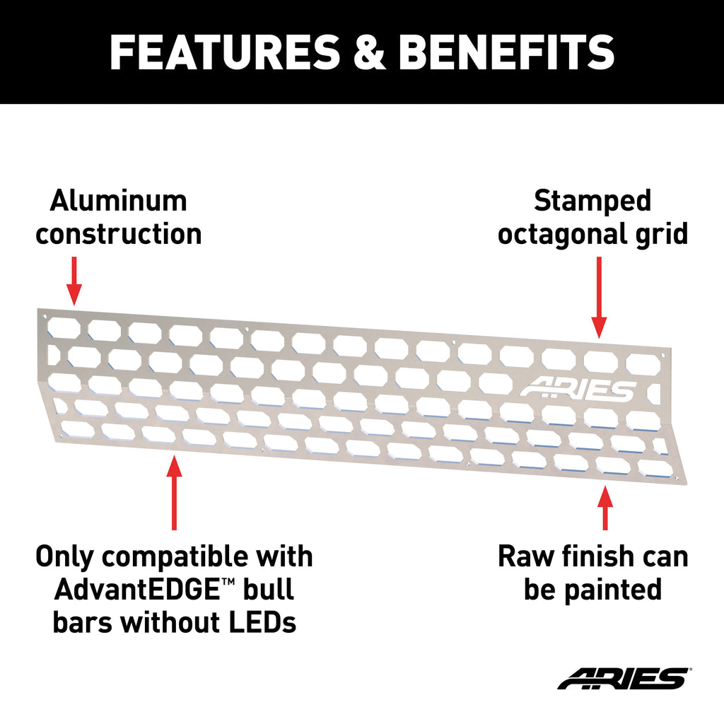 ARIES 2055192 AdvantEDGE Paintable Cover Plate for Bull Bars without LEDs - Truck Part Superstore