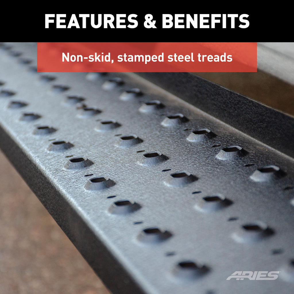 ARIES 2055532 RidgeStep 6-1/2" x 75" Black Steel Running Boards, Select Colorado, Canyon for Select Chevrolet Colorado