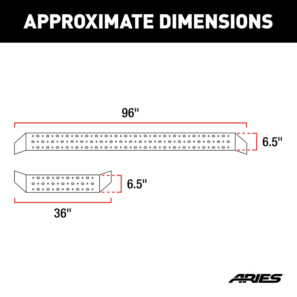 ARIES 2055534 RidgeStep 6-1/2" x 96", 36" Steel Running Boards, Select Sprinter 2500, 3500 for Select Mercedes-Benz Sprinter 2500