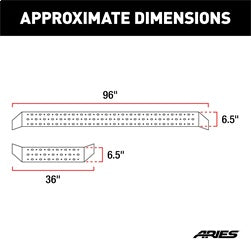 ARIES 2055535 RidgeStep 6-1/2in. x 96in.; 36in. Black Steel Running Boards; Select Ford Transi - Truck Part Superstore