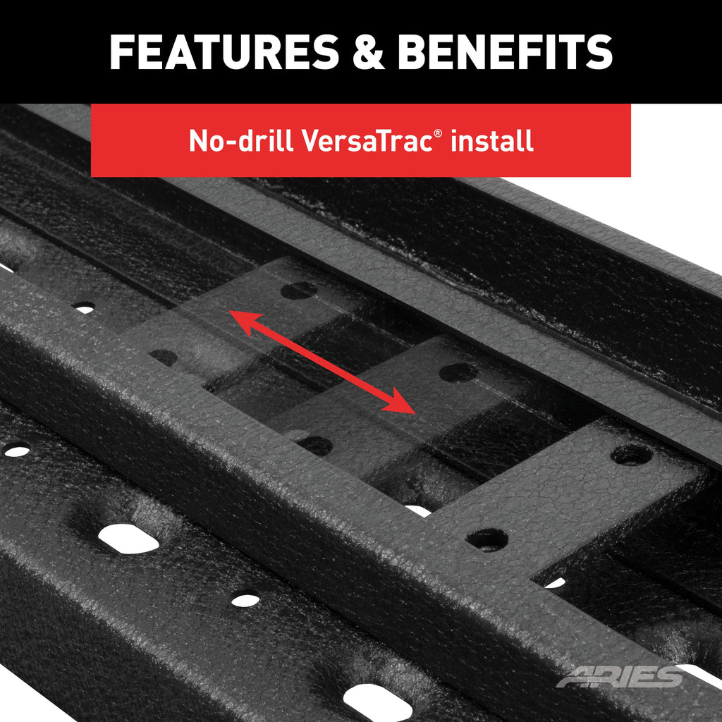 ARIES 2055535 RidgeStep 6-1/2in. x 96in.; 36in. Black Steel Running Boards; Select Ford Transi - Truck Part Superstore