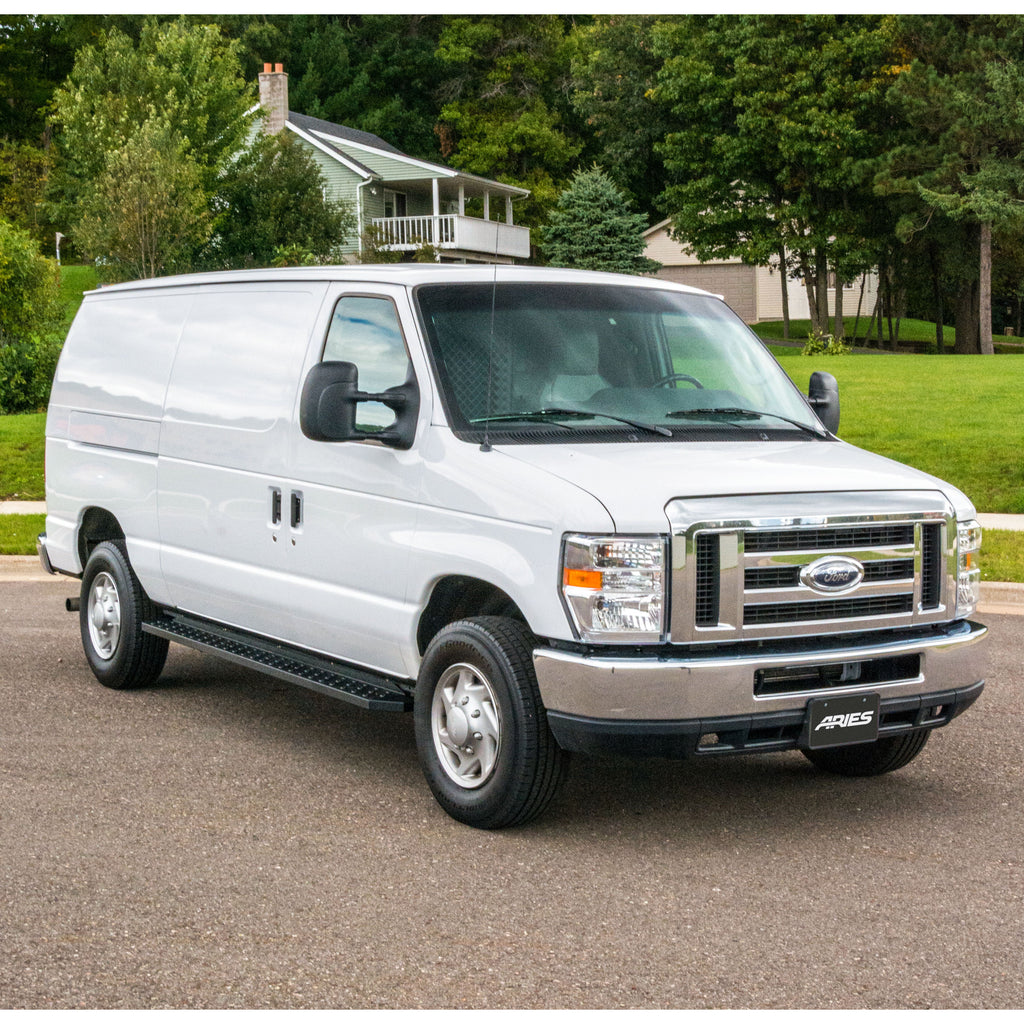 ARIES 2055537 RidgeStep 6-1/2" x 96", 36" Black Steel Running Boards, Select Ford E-Series for Select Ford E-350