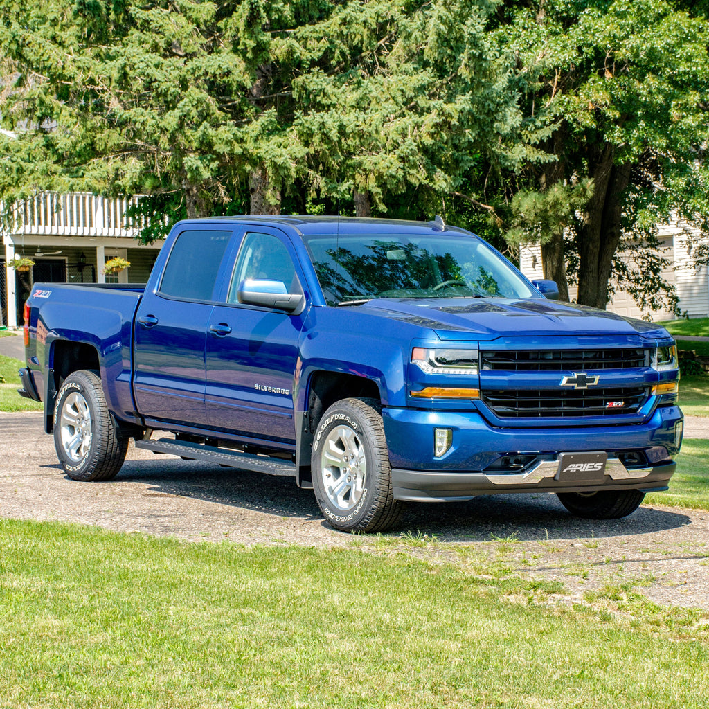ARIES 2055551 RidgeStep 6-1/2" x 75" Black Steel Running Boards, Select Silverado, Sierra Crew for Select Chevrolet Silverado 1500