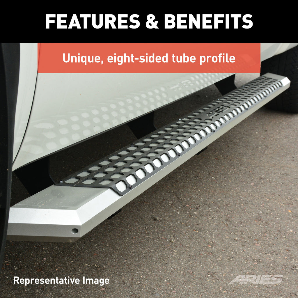 ARIES 2055891 AdvantEDGE 5-1/2" x 91" Chrome Aluminum Side Bars (No Brackets) for Select Ford F-250