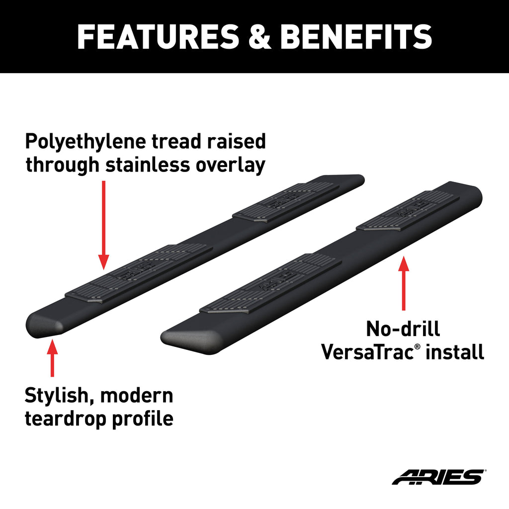 ARIES 2057985 AscentStep 5-1/2" x 85" Black Steel Running Boards (No Brackets) for Select Nissan TITAN