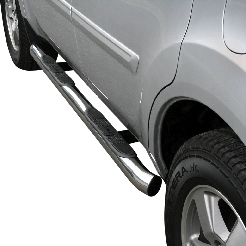 ARIES 206008-2 3in. Round Polished Stainless Side Bars; Select Honda Pilot - Truck Part Superstore