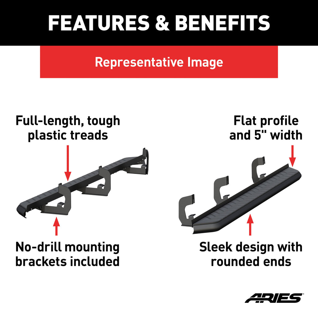 ARIES 2061003 AeroTread 5" x 76" Black Stainless Running Boards, Select Ford Explorer for Select Ford Explorer