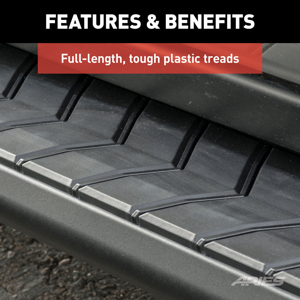 ARIES 2061004 AeroTread 5" x 76" Black Stainless Running Boards, Select Cadillac, Chevy, GMC for Select Chevrolet Tahoe