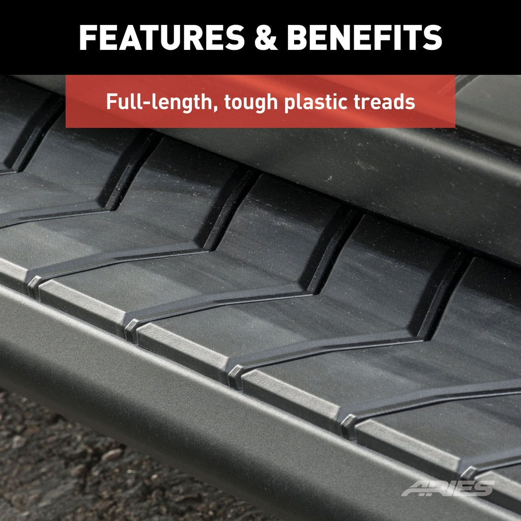 ARIES 2061040 AeroTread 5" x 73" Black Stainless Running Boards, Select Ford Explorer for Select Ford Explorer