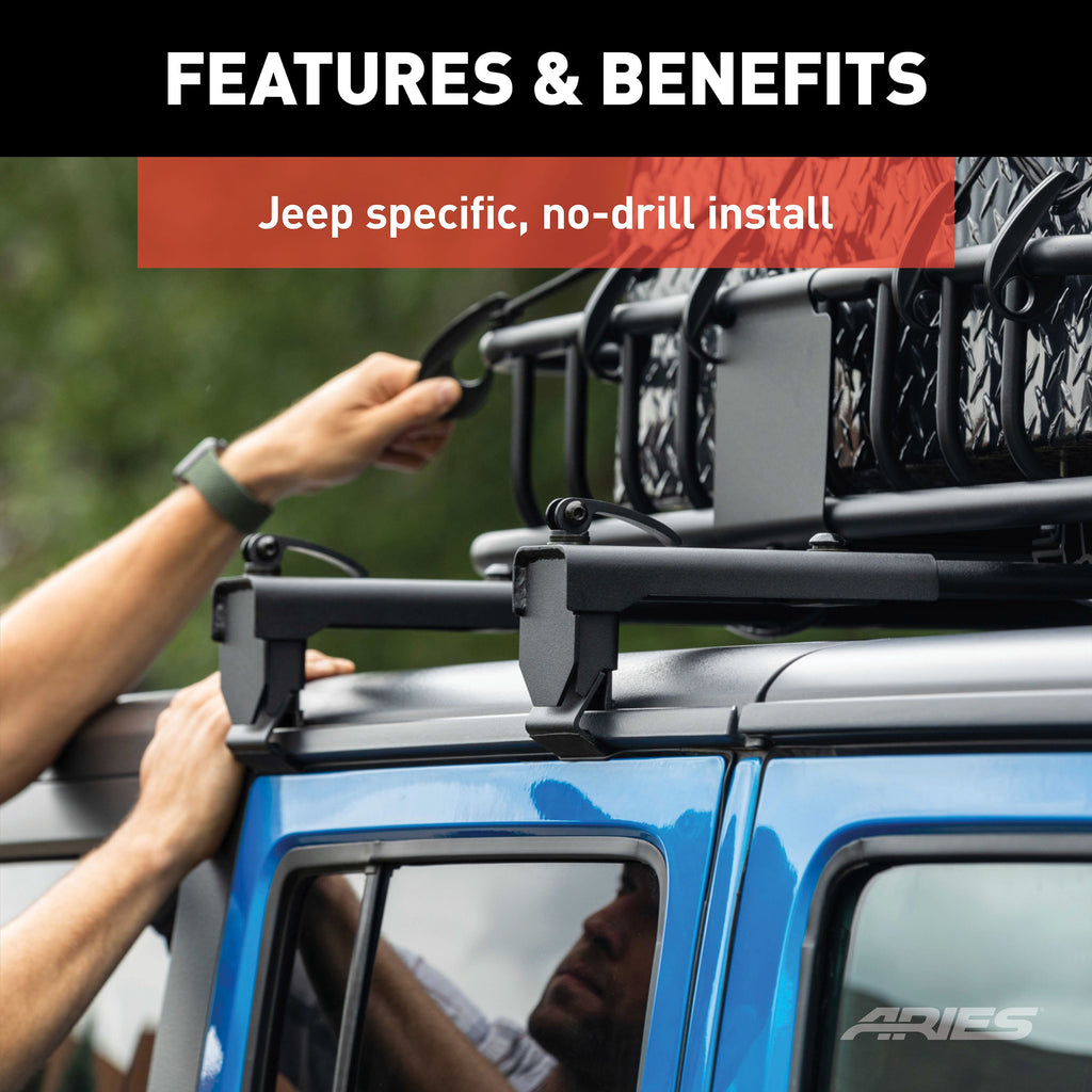 ARIES 2070450 Jeep Roof Rack Crossbars for Wrangler JK (2-Pack) for Select Jeep Wrangler