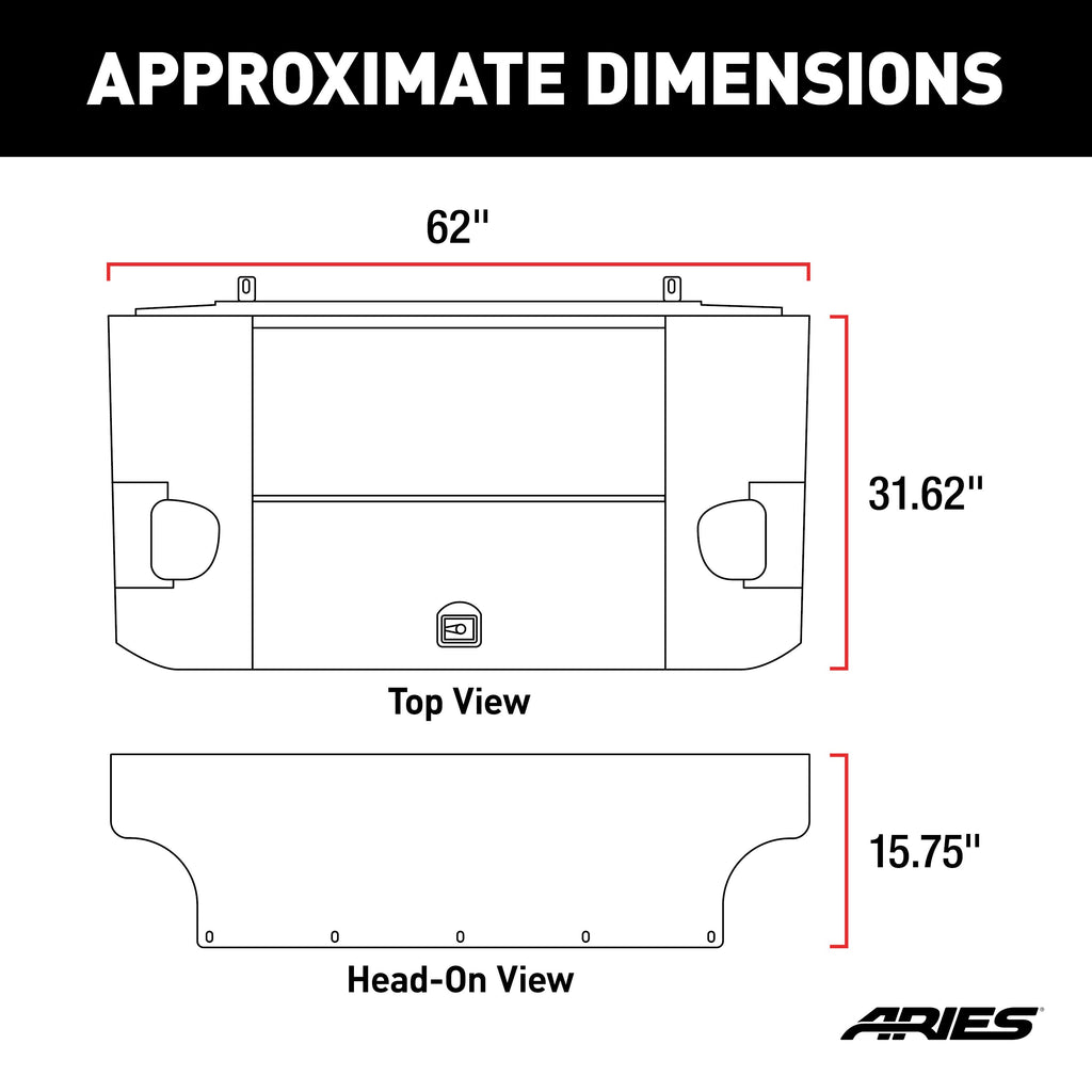 ARIES 2070475 Black Aluminum Security Cargo Lid, Select Jeep JK Unlimited for Select Jeep Wrangler