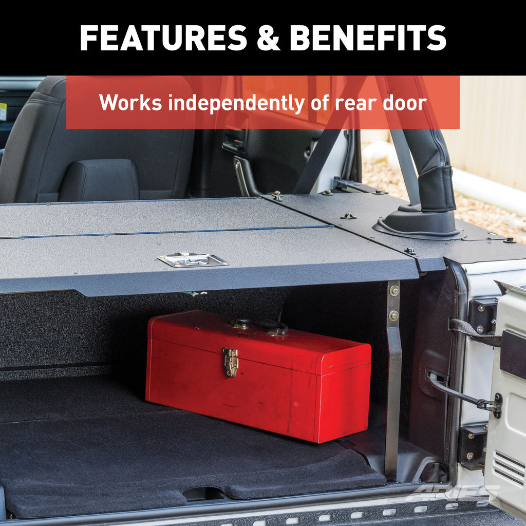 ARIES 2070475 Black Aluminum Security Cargo Lid, Select Jeep JK Unlimited for Select Jeep Wrangler