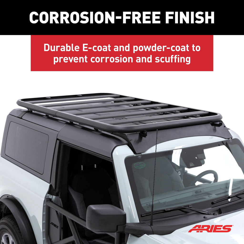 ARIES 2070615 Textured Black Aluminum Platform Roof Rack Cargo Carrier, Fits Select Ford Bronco 2-Door for Select Ford Bronco