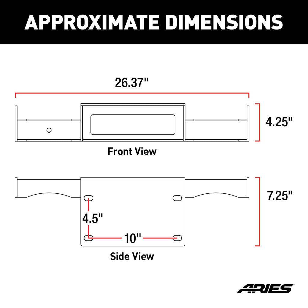 ARIES 2072101 TrailChaser Bumper Jeep JK Winch Reinforcement Bracket for Select Jeep Wrangler