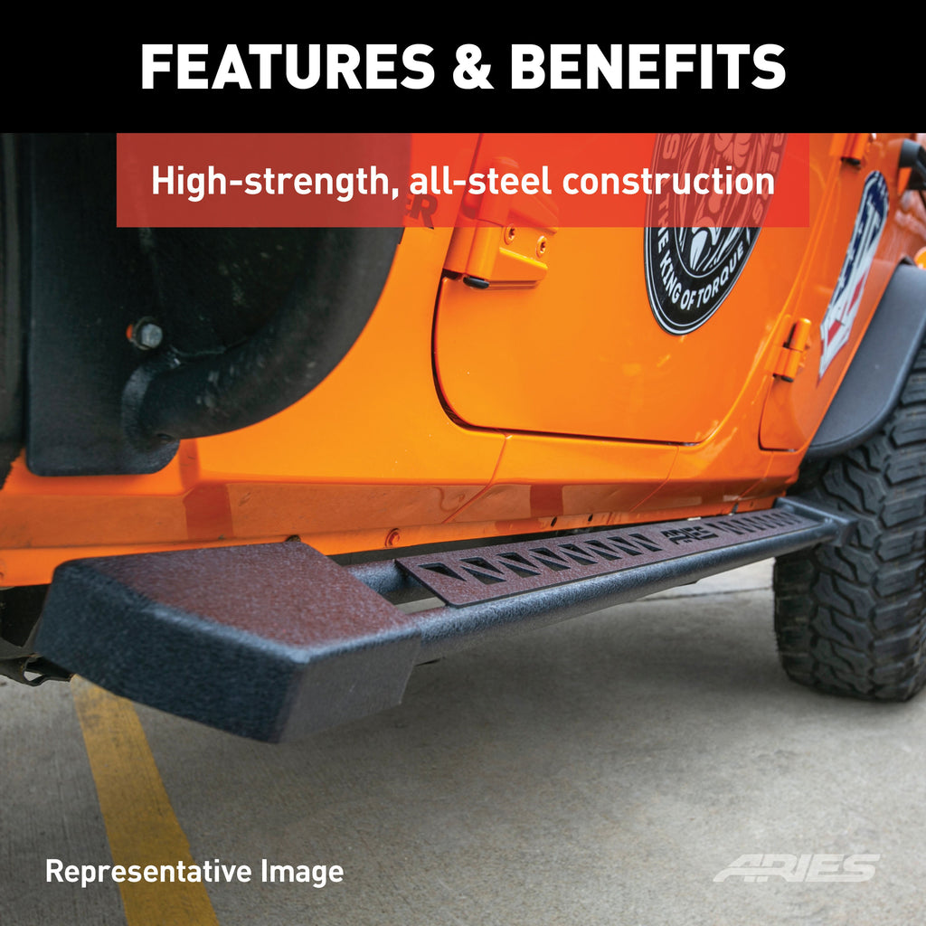 ARIES 2074100 Rocker Step Running Boards; Select Jeep Wrangler JK - Truck Part Superstore