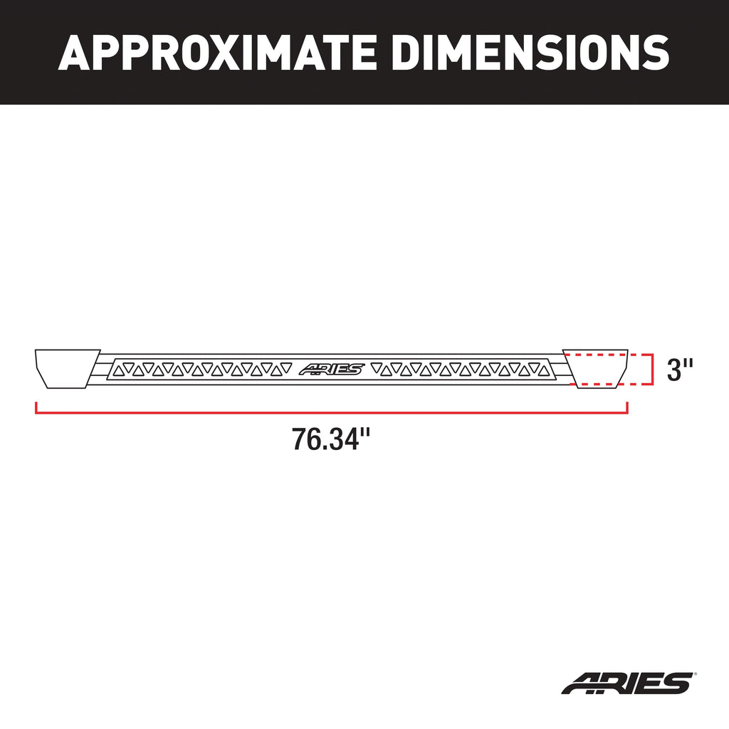 ARIES 2074108 Rocker Step Running Boards, Select Silverado, Sierra 1500, 2500, 3500 Ext. Crew for Select Chevrolet Silverado 2500 HD