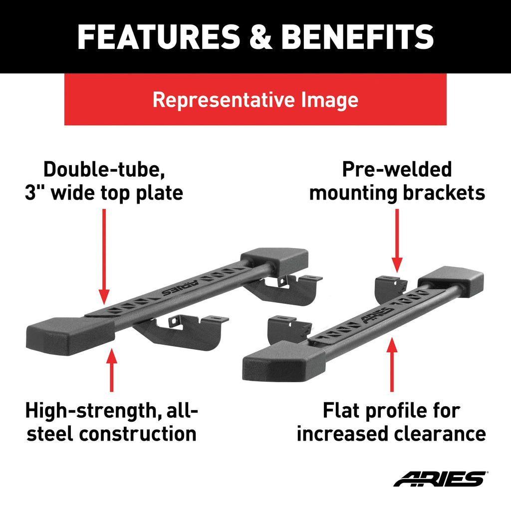 ARIES 2074112 Rocker Step Running Boards; Select Ram 1500 Crew Cab - Truck Part Superstore