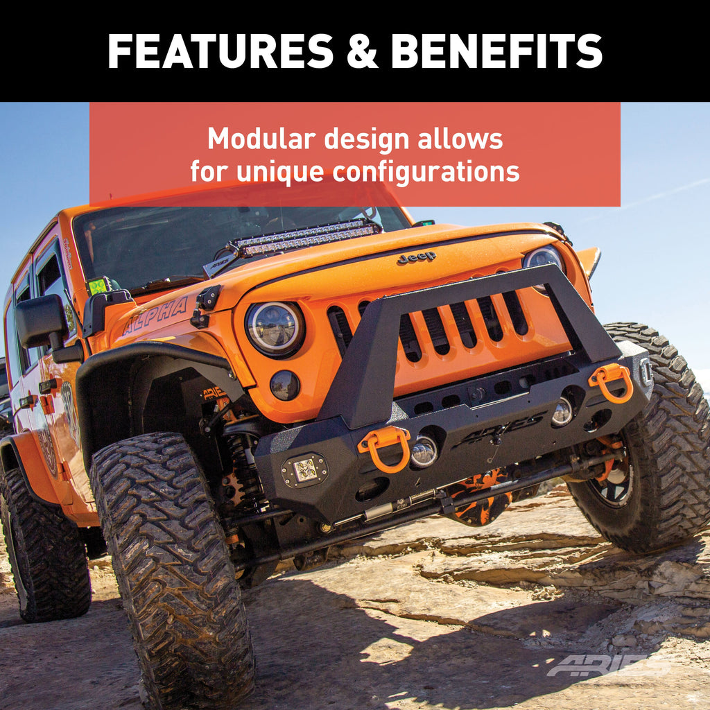 ARIES 2081000 TrailChaser Jeep Wrangler JK Steel Front Bumper Center Section - Truck Part Superstore