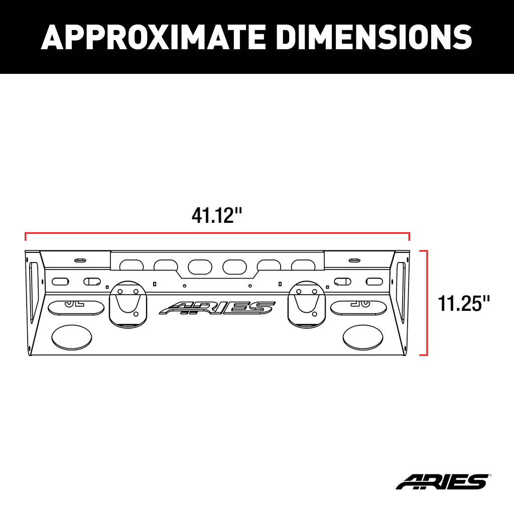 ARIES 2081004 TrailChaser Jeep Wrangler JL, Gladiator Aluminum Front Bumper Center Section for Select Jeep Wrangler