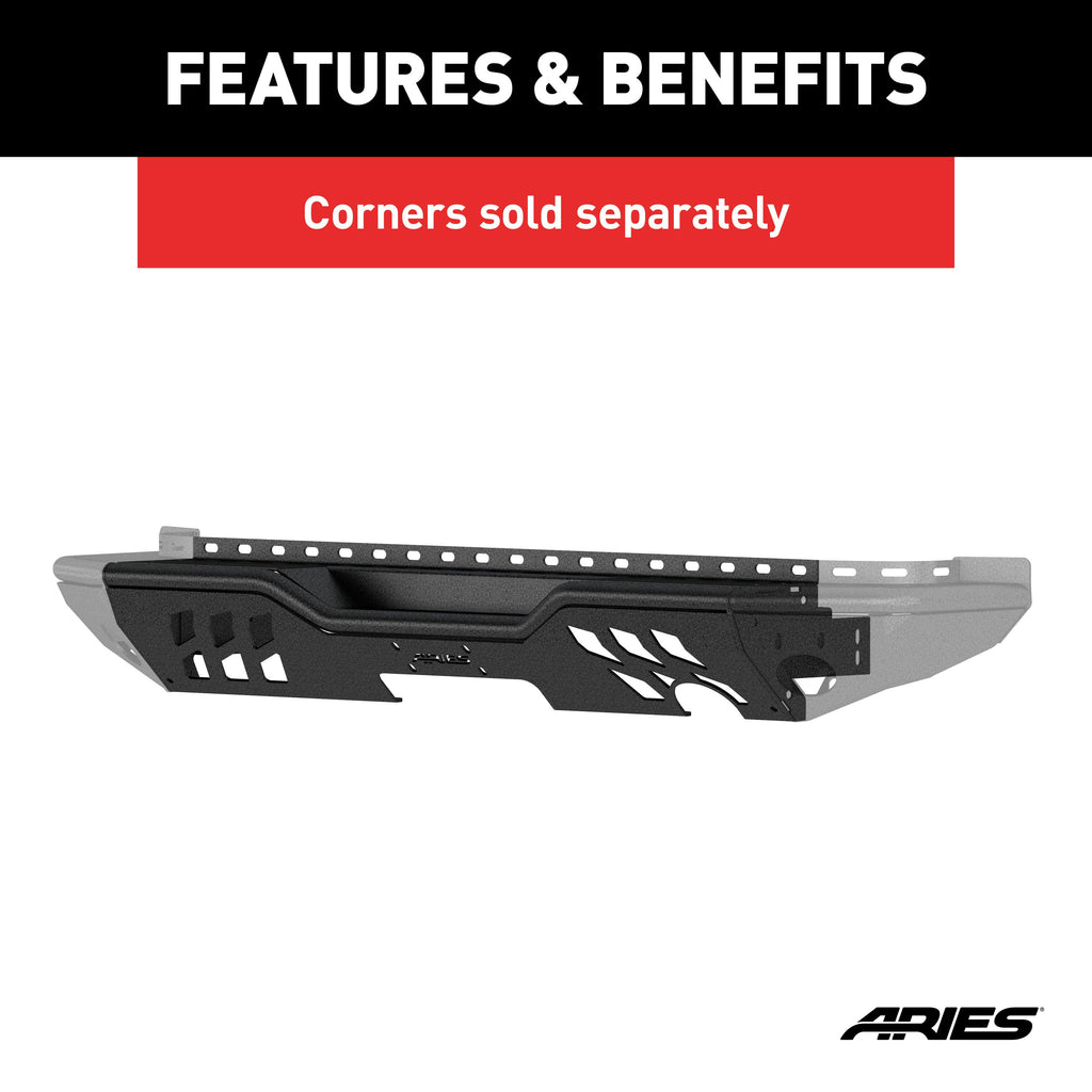 ARIES 2081020 TrailChaser Jeep Wrangler JK Steel Rear Bumper Center Section - Truck Part Superstore
