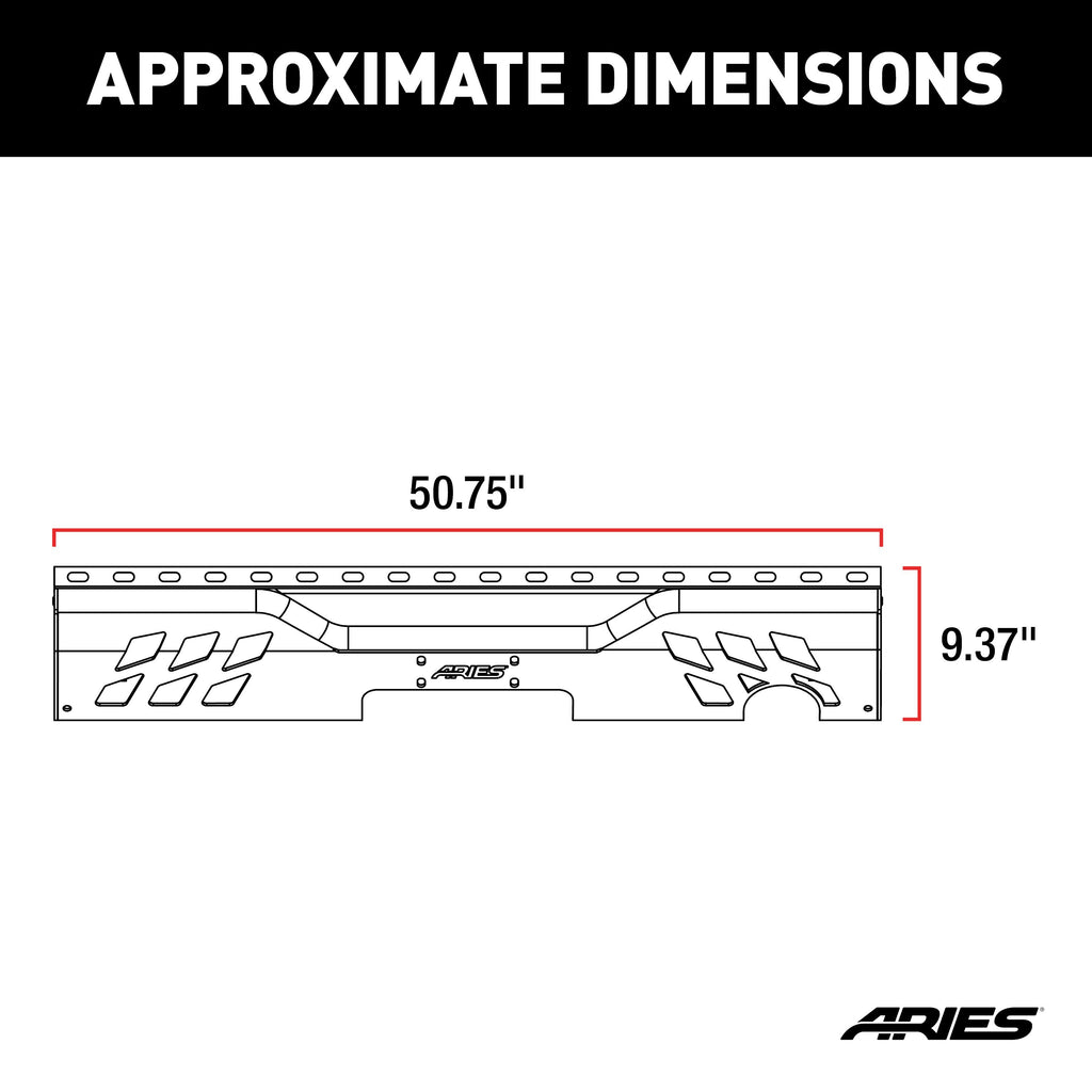 ARIES 2081021 TrailChaser Jeep Wrangler JK Aluminum Rear Bumper Center Section for Select Jeep Wrangler