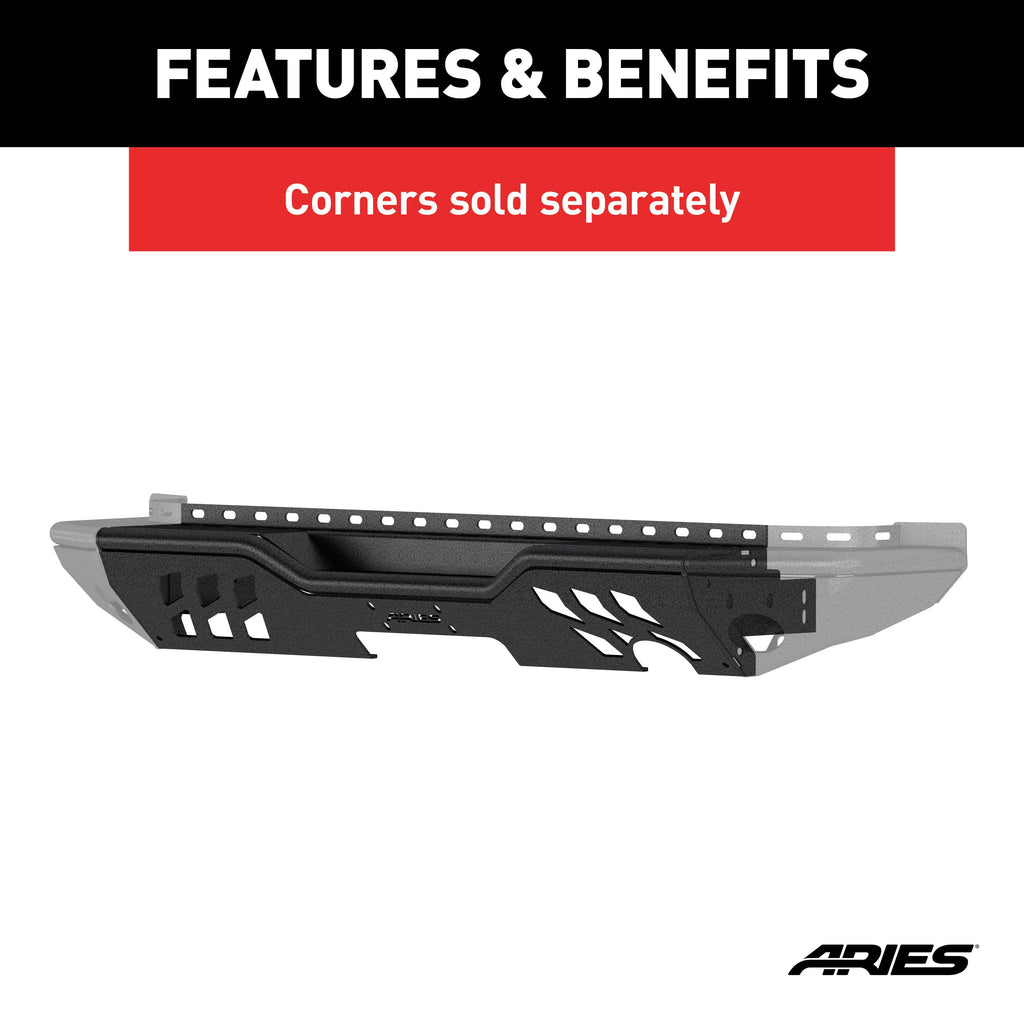 ARIES 2081021 TrailChaser Jeep Wrangler JK Aluminum Rear Bumper Center Section for Select Jeep Wrangler
