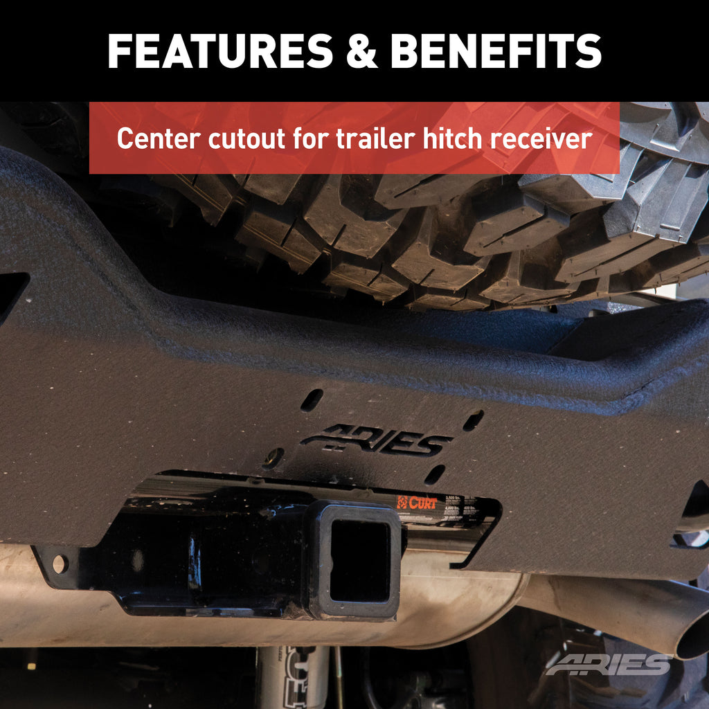 ARIES 2081021 TrailChaser Jeep Wrangler JK Aluminum Rear Bumper Center Section for Select Jeep Wrangler