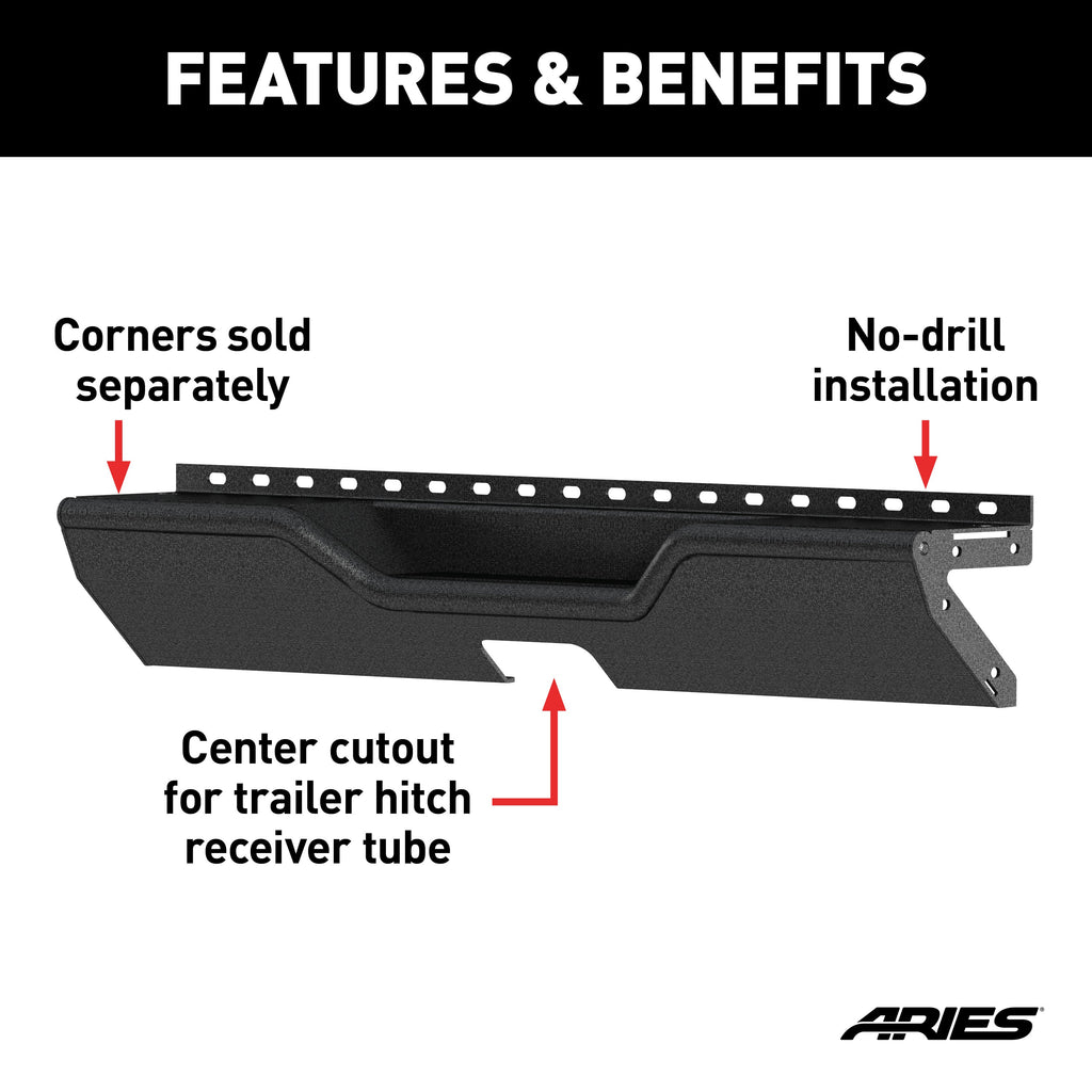 ARIES 2081024 TrailChaser Jeep Wrangler JL Steel Rear Bumper Center Section - Truck Part Superstore
